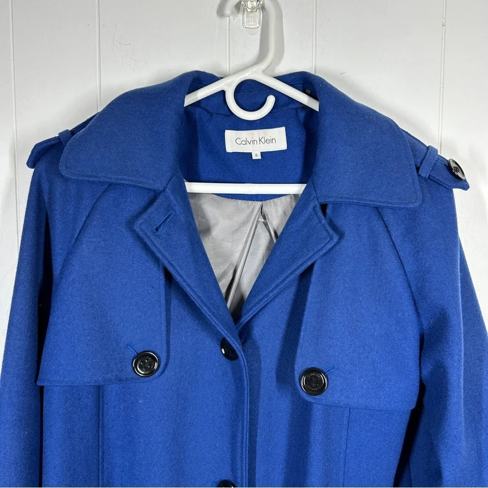 Calvin Klein Blue Button Front Winter Coat 8 - Picture 8 of 9